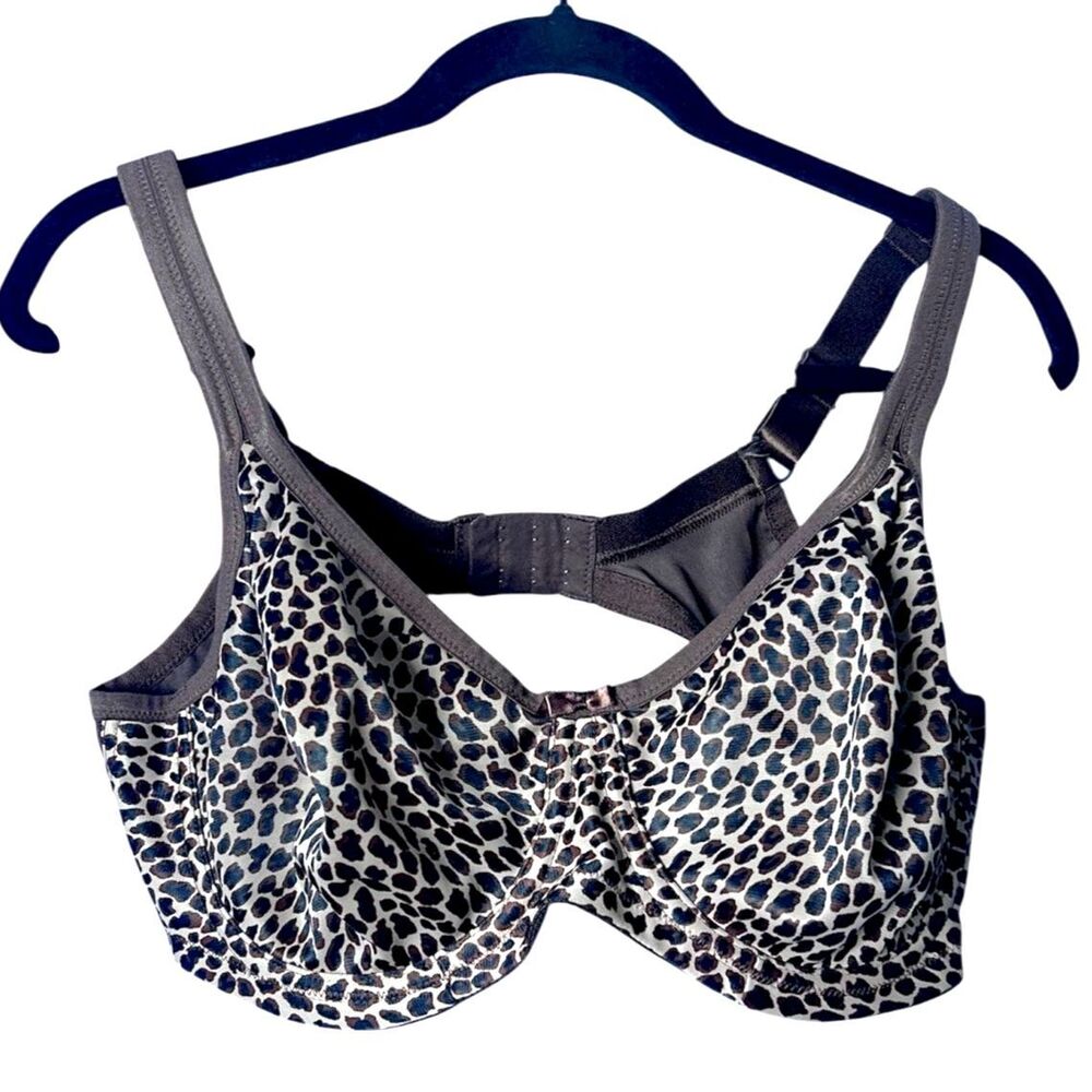 Elomi Womens Asia Underwire Molded Brown Leopard Bra Sz 40D Feminine Animal Bow